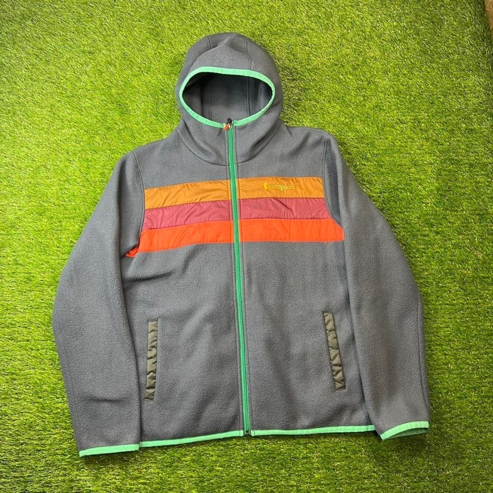 Cotopaxi Teca Fleece Hooded Jacket Women's XL Stripe Full Zip Pink Orange Hiking - Picture 2 of 7